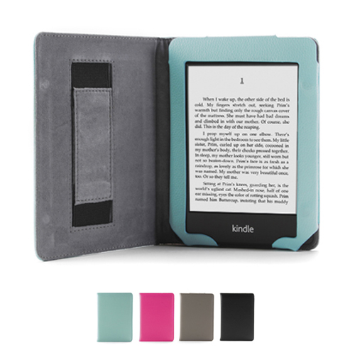 Sky Blue PU Leather Magnetic Case Cover with Hand Strap for Kindle Paperwhite